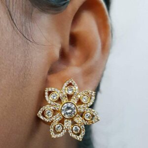 Elegant 2 Tone Stud Earrings (Gold & Silver) 010
