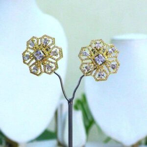 Radiant 2 Tone Stud Earrings (Gold & Silver) 007