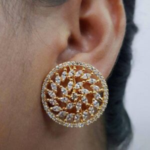Elegant 2 Tone Stud Earrings (Gold & Silver) 020
