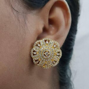 Elegant 2 Tone Stud Earrings (Gold & Silver) 021