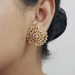 Elegant 2 Tone Stud Earrings (Gold & Silver) 023