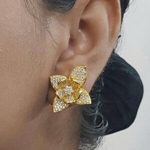 Elegant 2 Tone Stud Earrings (Gold & Silver) 011