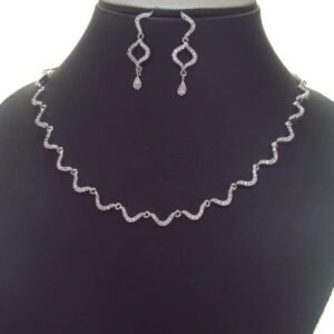 Dazzling Cubic Zirconia Silver Necklace & Earrings 017