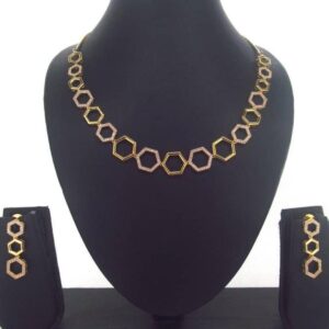 Dazzling Cubic Zirconia Gold Necklace & Earrings 018