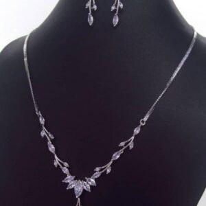 Dazzling Cubic Zirconia Silver Necklace & Earrings 019