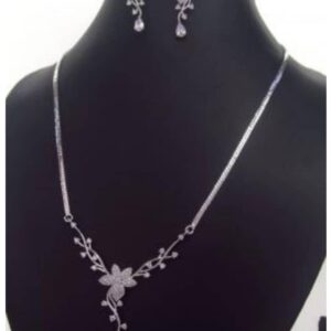 Radiant Cubic Zirconia Silver Necklace & Earrings 021