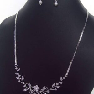 Radiant Cubic Zirconia Silver Necklace & Earrings 022