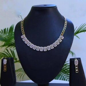 Radiant Cubic Zirconia Necklace & Earrings (Gold & Silver) 024