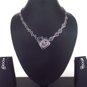 Dazzling Cubic Zirconia Silver Necklace & Earrings 010