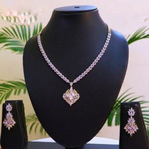 Dazzling Cubic Zirconia Necklace & Earrings (Gold & Silver) 011