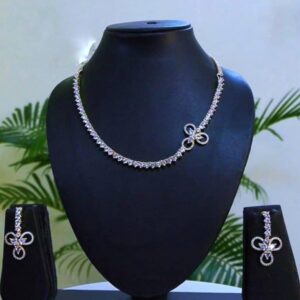 Dazzling Cubic Zirconia Gold Necklace & Earrings 015