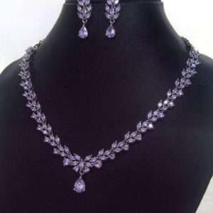 Elegant Cubic Zirconia Silver Necklace & Earrings 006