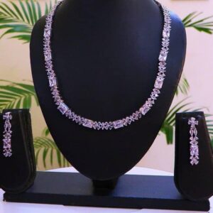 Radiant Cubic Zirconia Necklace & Earrings 001