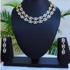 Radiant Gold Cubic Zirconia Necklace & Earrings 015
