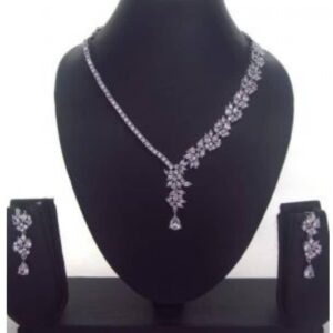 Radiant 2Tone Cubic Zirconia Necklace & Earrings 016