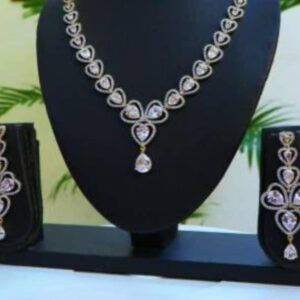 Radiant 2Tone Cubic Zirconia Necklace & Earrings 018