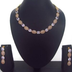 Radiant 2Tone Cubic Zirconia Necklace & Earrings 021