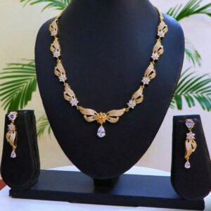 Radiant 2Tone Cubic Zirconia Necklace & Earrings 023