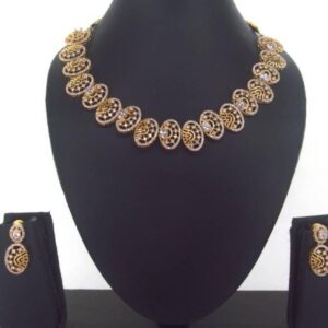 Radiant 2Tone Cubic Zirconia Necklace & Earrings 025