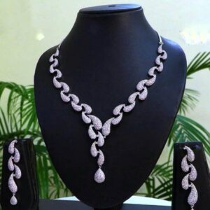 Radiant Silver Cubic Zirconia Necklace & Earrings 027
