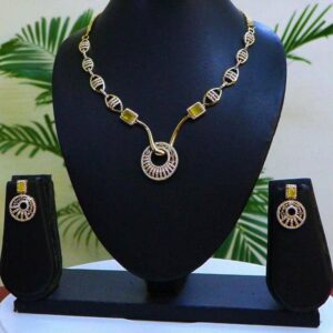 Radiant 2Tone Cubic Zirconia Necklace & Earrings 003