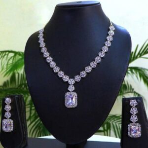 Radiant Silver Cubic Zirconia Necklace & Earrings 029