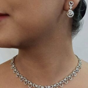 Radiant Silver Cubic Zirconia Necklace & Earrings 031