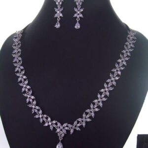 Radiant Gold Cubic Zirconia Necklace & Earrings 036