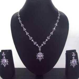 Radiant Gold & Silver Cubic Zirconia Necklace & Earrings 035