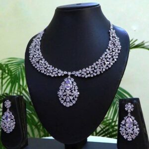 Radiant Silver Cubic Zirconia Necklace & Earrings 007