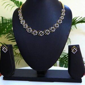 Radiant 2Tone Cubic Zirconia Necklace & Earrings 008
